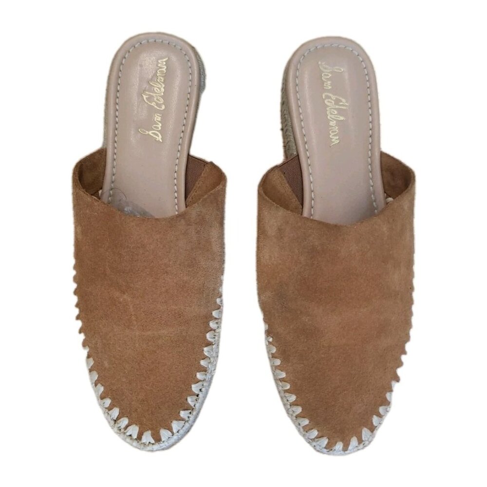 Sam Edelman Womens Austin Mules Size 9.5 M Brown Suede Espadrille Platform Flats